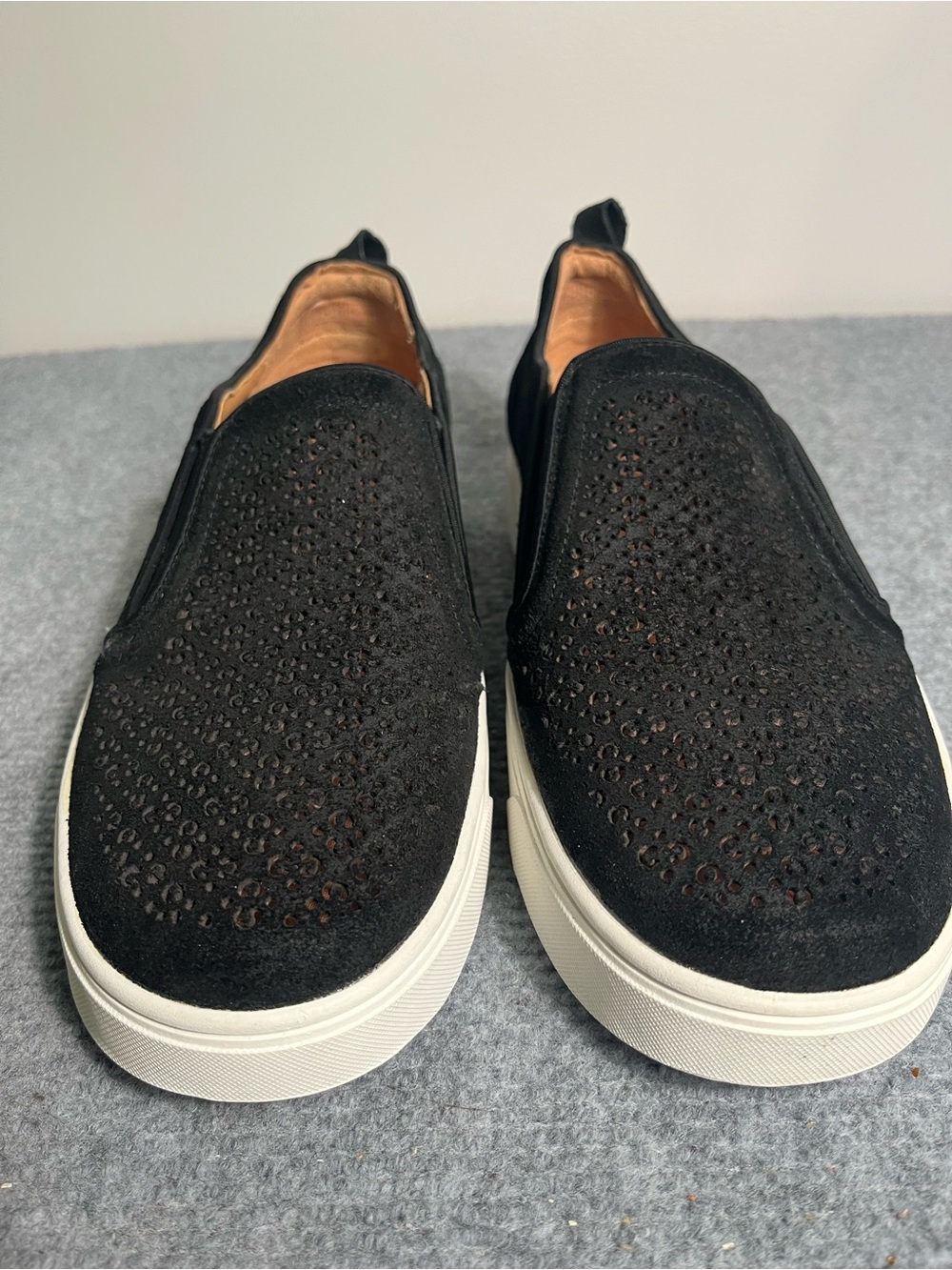 Vionic Black Slip-On Perforated Women's Sneakers with White Sole
